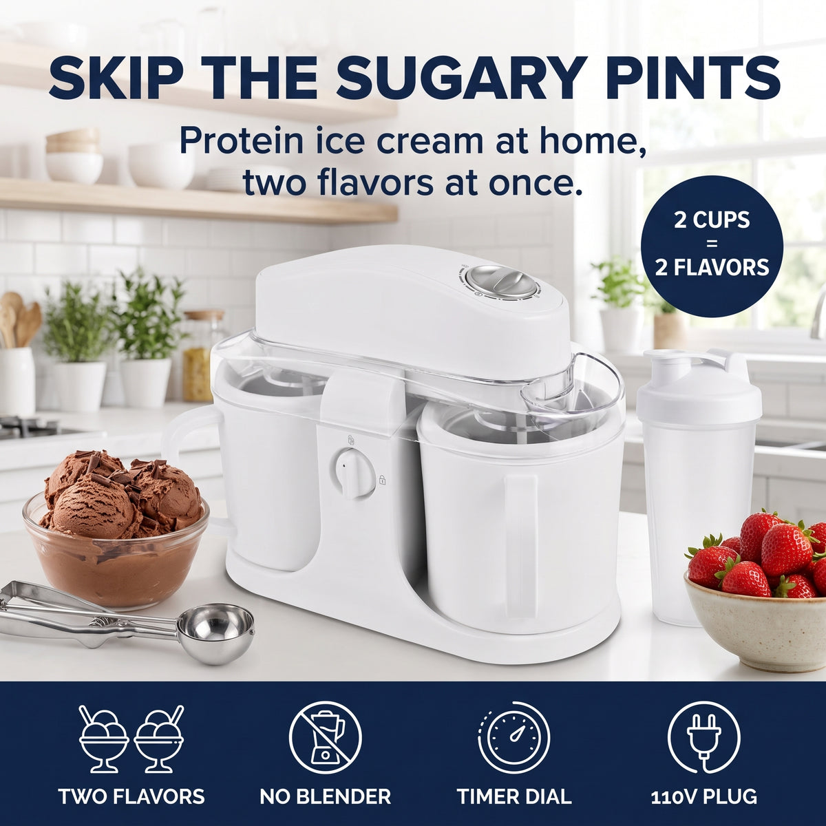 Protein Ice Cream at Home, 2 at Once